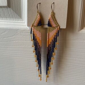 Colombian Handmade Beaded Fringe Earrings 14k gold filled hooks